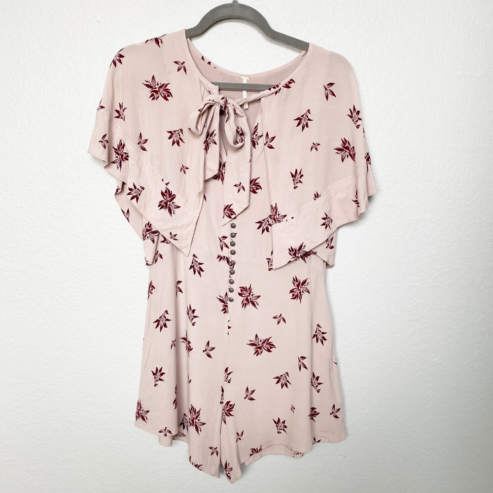 Free People Blush Cape Tie Floral Romper XS
